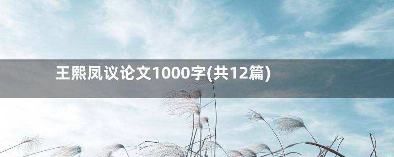 王熙凤议论文1000字(共12篇)