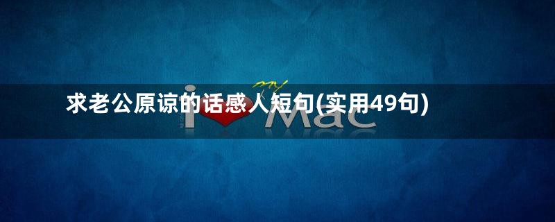 求老公原谅的话感人短句(实用49句)